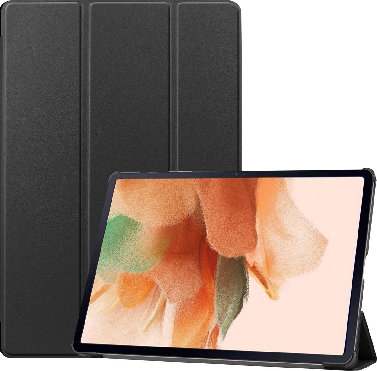 Mobigear Tablethoes geschikt voor Samsung Galaxy Tab S7 FE Hoes | Mobigear Tri-Fold Bookcase - Zwart