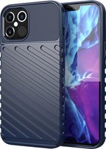 Mobigear Hoesje geschikt voor Apple iPhone 12 Pro Max Telefoonhoesje Flexibel TPU | Mobigear Groove Backcover | iPhone 12 Pro Max Case | Back Cover - Blauw