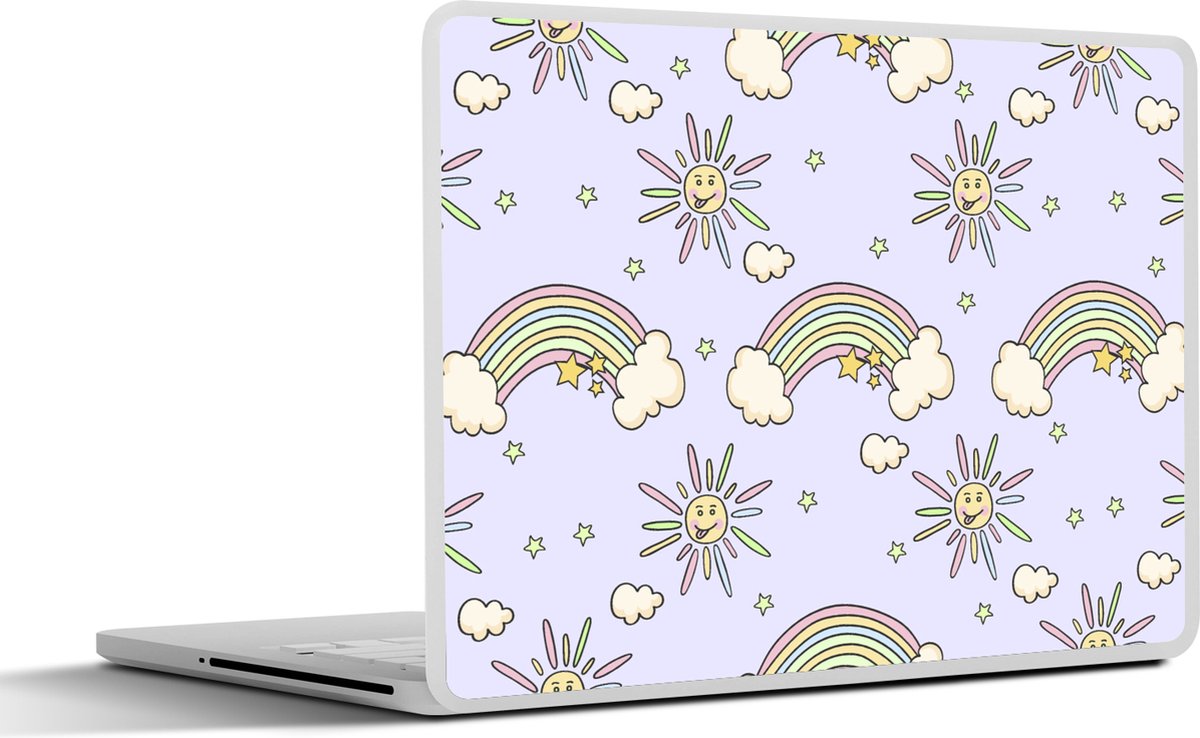 Laptop sticker - 12.3 inch - Meisjes - Regenboog - Zon - Patronen - Girl - Kids - Kinderen - Kind - 30x22cm - Laptopstickers - Laptop skin - Cover