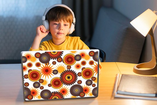 Sticker ordinateur portable - 11,6 pouces - Design - Rétro - Oranje - Fleurs