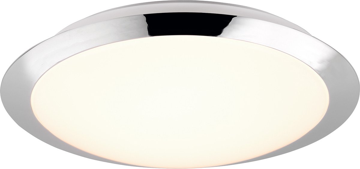 LED Plafondlamp - Badkamerlamp - Torna Hambert - 12W - Natuurlijk Wit 4000K - Spatwaterdicht IP44 - Rond - Mat Chroom - Kunststof
