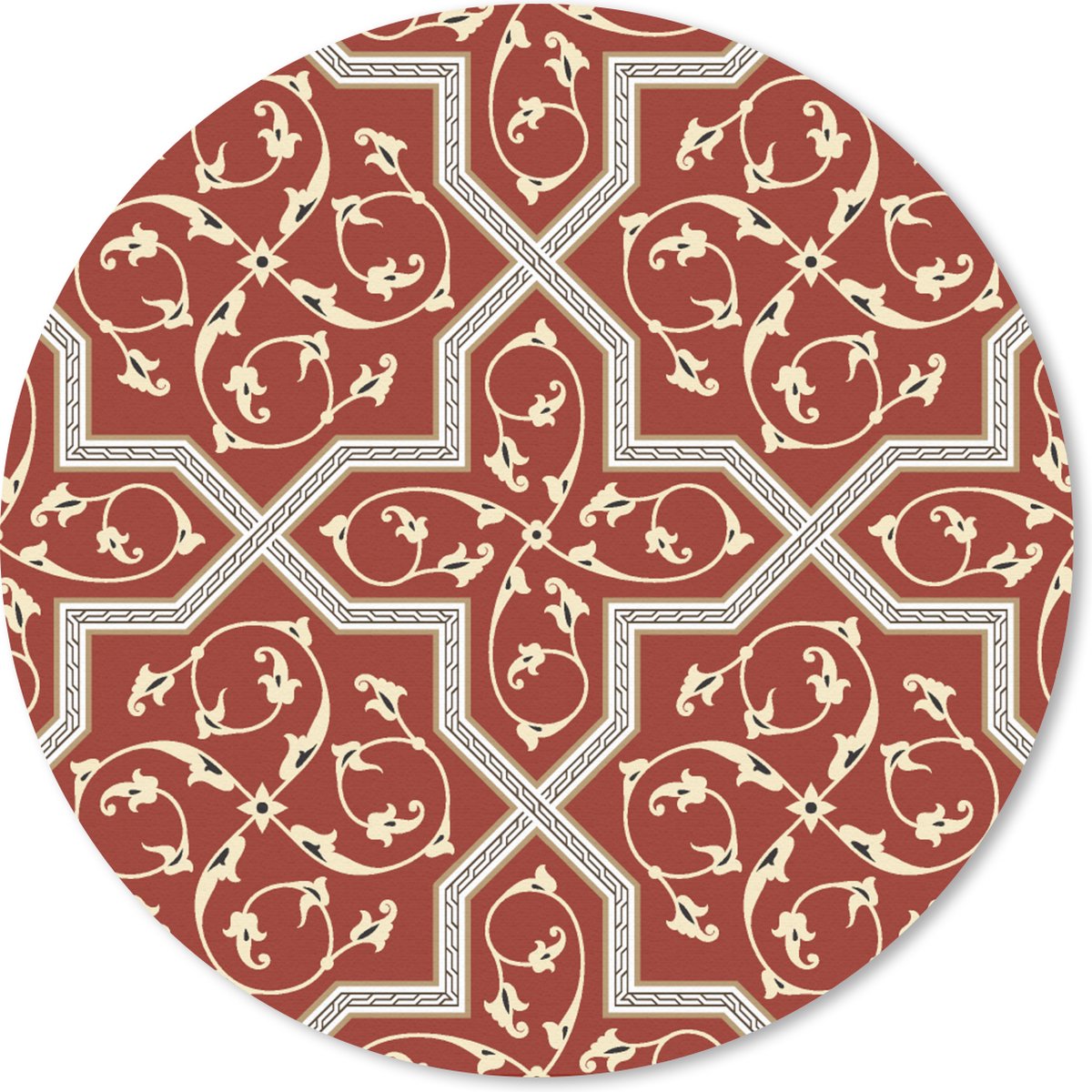 Muismat rond 20x20 cm - Mousepad Patroon - Rood - Sterren - Ronde muismatten