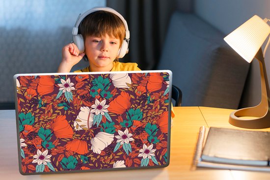 Autocollant pour ordinateur portable - 15,6 pouces - Fleurs - Automne - Motif - 36x27,5 cm - Autocollants pour ordinateur portable - Peau pour ordinateur portable - Couverture