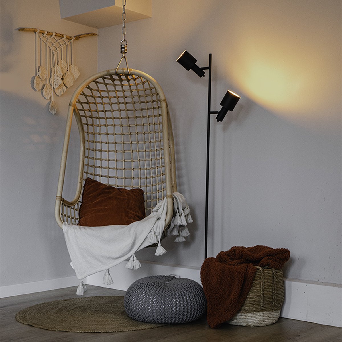 QAZQA stijn - Moderne Vloerlamp | Staande Lamp - 2 lichts - H 1560 mm - Zwart - Woonkamer | Slaapkamer thumbnail 2