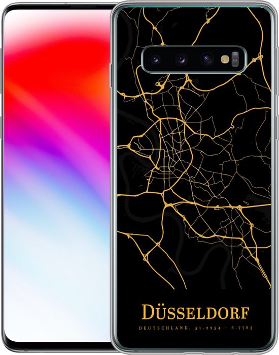 Coque Samsung Galaxy S10 - Düsseldorf - Carte - Or - Coque de téléphone en Siliconen
