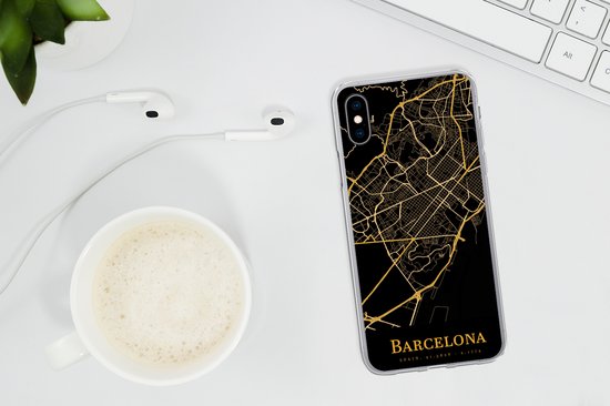 Coque pour iPhone Xs - Barcelona - Carte - Or - Coque de téléphone en Siliconen