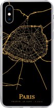 Geschikt voor iPhone Xs hoesje - Parijs - Kaart - Gold - Siliconen Telefoonhoesje