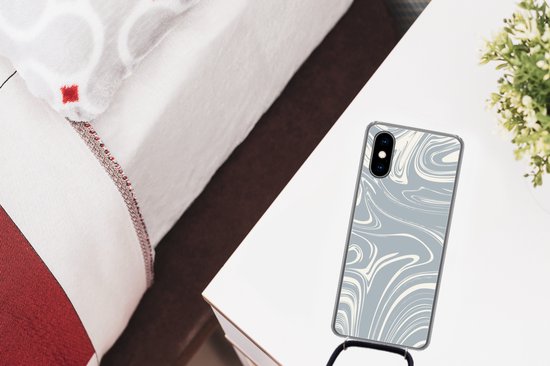 Cordon de téléphone - Chaîne de téléphone - Coque avec cordon iPhone X - Marbre - Jaune - Motifs - Siliconen - Bandoulière - Coque de téléphone avec cordon