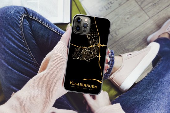 Coque iPhone 12 Pro - Vlaardingen - Carte - Or - Coque de téléphone en Siliconen