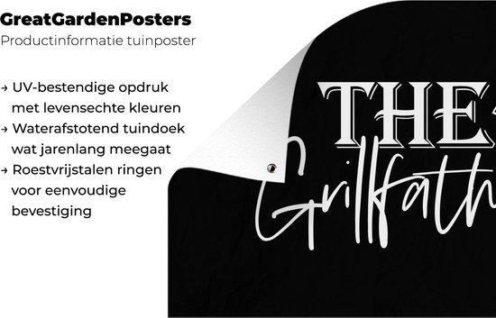 Affiche de jardin Proverbes - Grill - Cuisine - Père - Barbecue - Pâtisserie - BBQ - 120x80 cm - Jardin