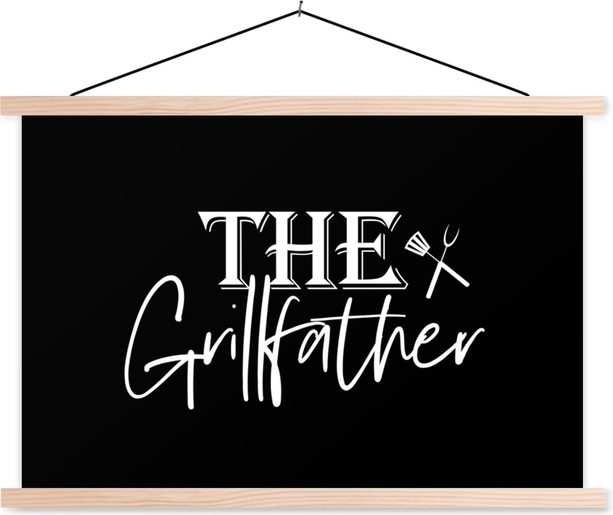 Posterhanger incl. Poster 90x60 cm - Schoolplaat - Spreuken - Grill - Koken - Vader - Barb