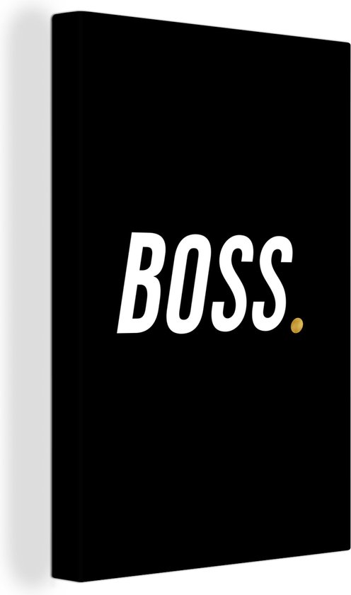 Canvas Schilderij Spreuken - Quotes - 'Boss' - Goud - 20x30 cm - Wanddecoratie