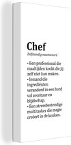 Tableau Toile Chef - Cuisine - Dictionnaire - Chef - Cuisine - Proverbes - 40x80 cm - Décoration murale - Cadeau Vaderdag - Cadeau - Cadeau pour Lui - Astuce - Homme