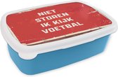 Broodtrommel Blauw - Lunchbox - Brooddoos - Niet storen ik kijk voetbal - Quotes - Spreuken - Voetbal - 18x12x6 cm - Kinderen - Jongen
