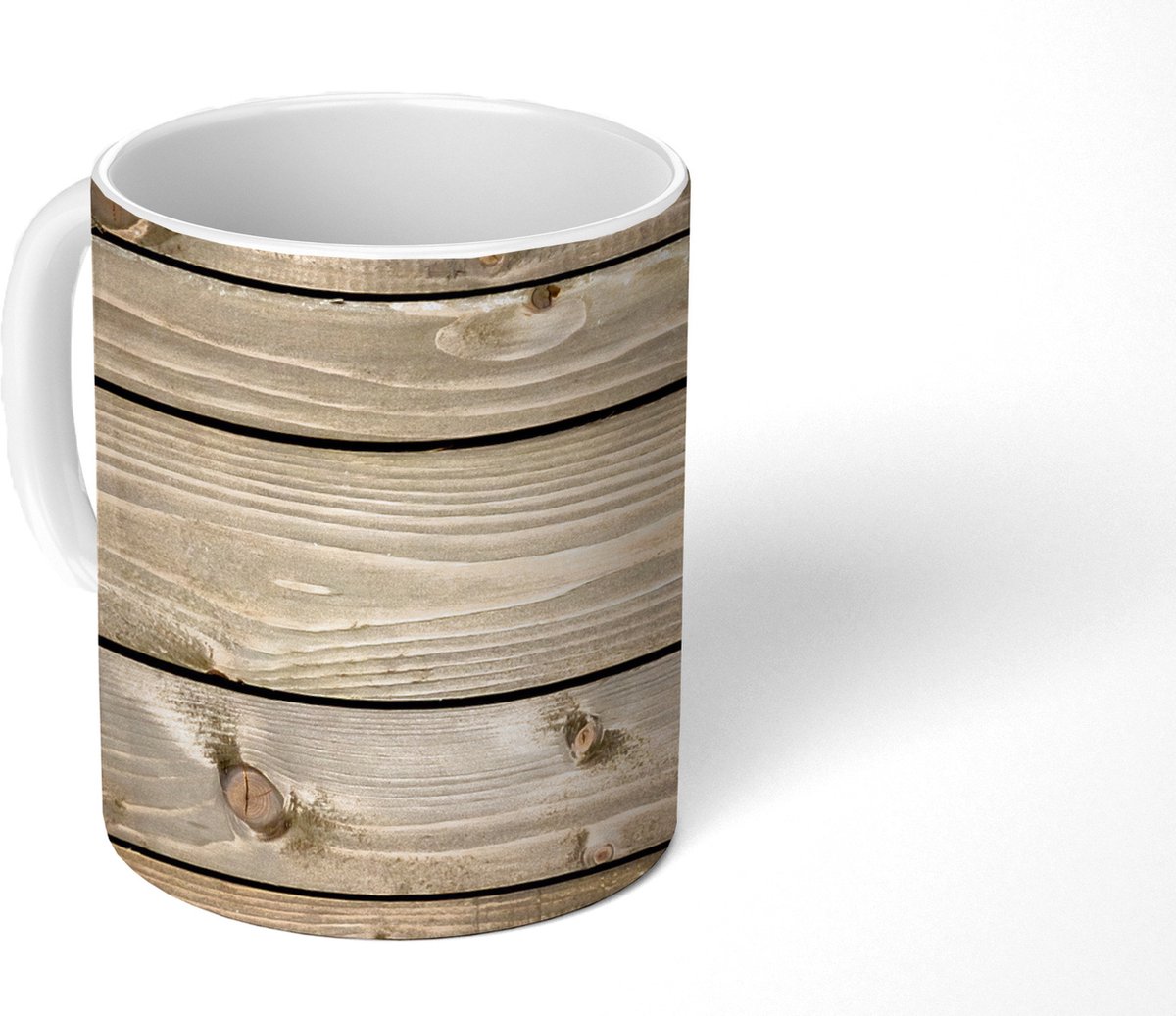 Mok - Koffiemok - Retro - Plank - Hout - Natuur - Mokken - 350 ML - Beker - Koffiemokken - Theemok