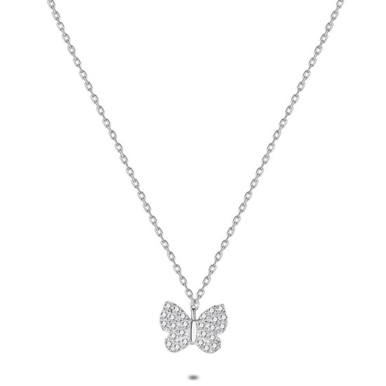 Twice As Nice Halsketting in zilver, vlinder met zirkonia 38 cm+5 cm