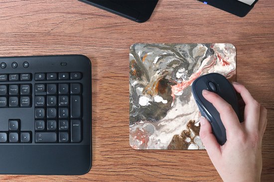 Muismat 20x20 cm - Mousepad Keien - Graniet print - Regenboog - Muismatten