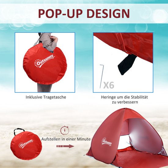 Strandtent/tarp - 220x145x114 cm
