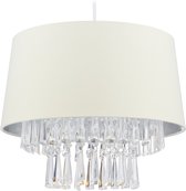 Relaxdays hanglamp stof - plafondlamp - kristallen - E27 - verlichting - diverse kleuren - champagne