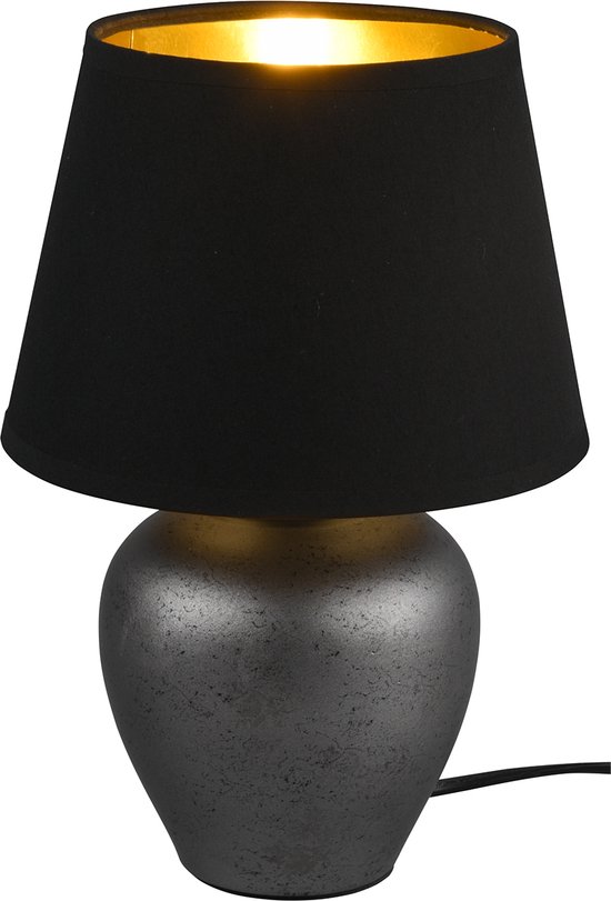 LED Tafellamp - Tafelverlichting - Torna Albino - E14 Fitting - Rond - Antiek Nikkel/Zwart/Goud - Keramiek - Ø180mm