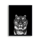 Poster Safari tijger hoofd - Zwart / Wit / Zwart / Wit / 30x21cm