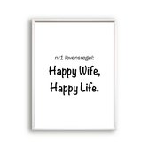 Schilderij  Happy wife happy life! / Motivatie / Teksten / 50x40cm