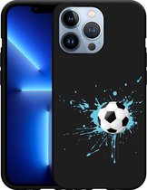 Geschikt voor Apple iPhone 13 Pro Hoesje Zwart Soccer Ball - Designed by Cazy