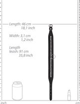 Diamond Studded Collar With Leash - Black - Bondage Toys black