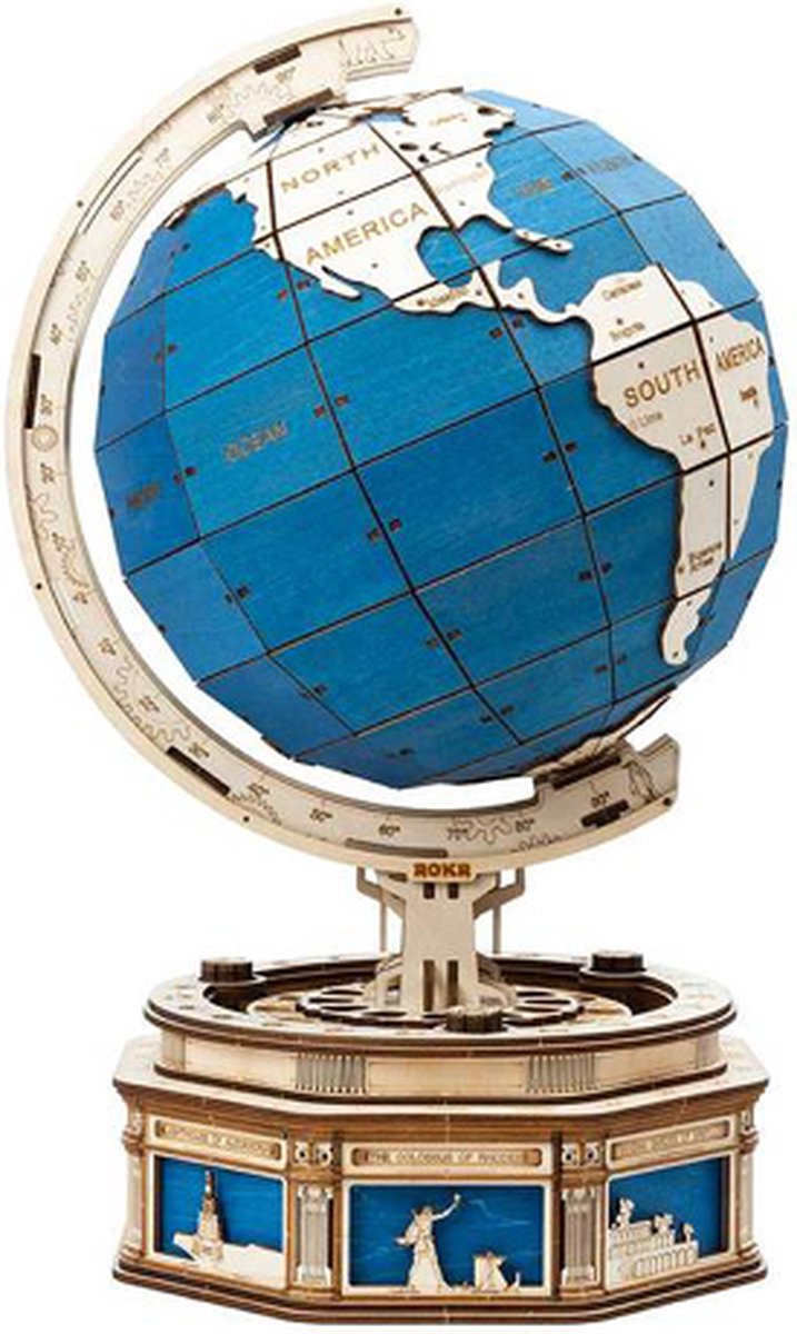 ROBOTIME - Wereldbol - The Globe ST002 3D Wooden Model - modelbouwpakket