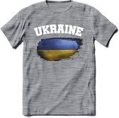 Oekraine vlag T-Shirt | Dames - Heren – Unisex Kleding | Ukraine support shirt | Tshirt Met Print - Donker Grijs - Gemaleerd - S