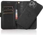 iPhone 13 Magnetisch 2-in-1 Hoesje - Luxe Wallet Case met Magneet Sluiting - Vakjes voor pasjes en geld - Mobiq Luxe Lederen Magnetische 2-in-1 Book Case iPhone 13 zwart