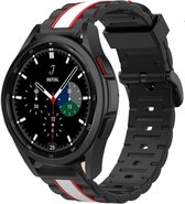 Strap-it Watch 4 & Watch 5 bandje - Samsung Galaxy Watch 4 Classic 46mm Special Edition Band - zwart/wit - Geschikt voor Samsung Galaxy Watch 5 Pro – 44mm – 40mm & Galaxy Watch 4 4