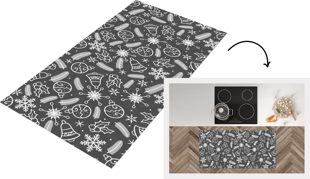 KitchenYeah Keukenloper - Loper keuken - Patronen - Kerstmis - Decoratie - 120x60 cm - Keukenloper vinyl Multicolor