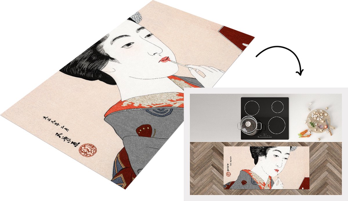 KitchenYeah Keukenloper - Loper keuken - Vrouw - Make up - Japans - 120x60 cm - Keukenloper vinyl Multicolor