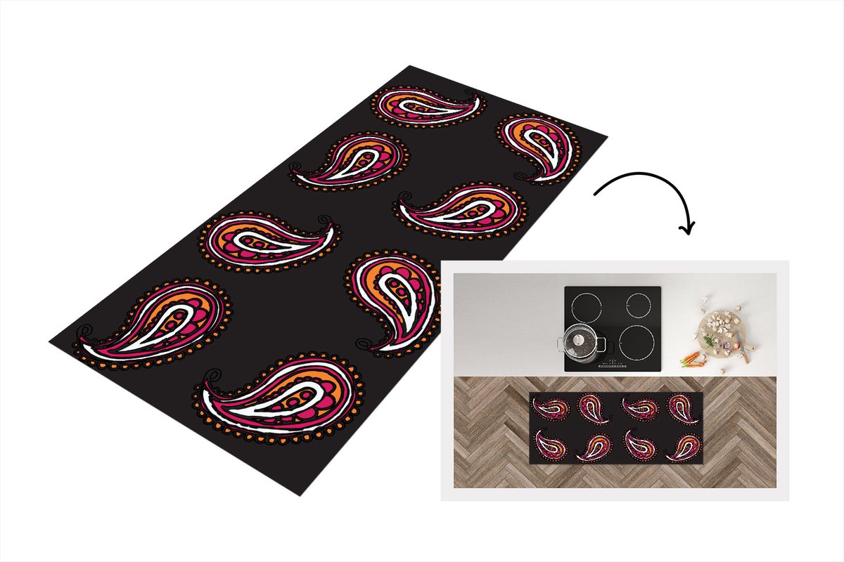 KitchenYeah Keukenloper - Loper keuken - Retro - Bandana - Patroon - 120x50 cm - Keukenloper vinyl Multicolor