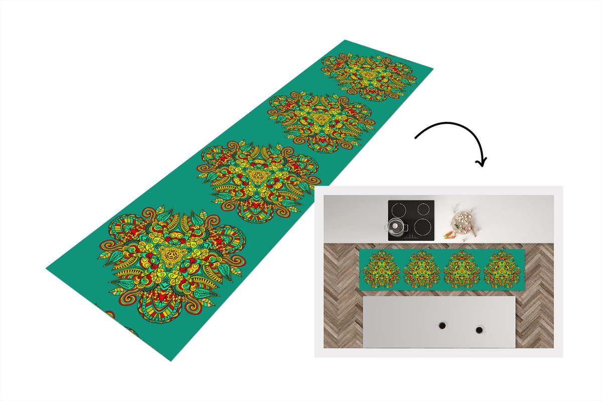 KitchenYeah Keukenloper - Loper keuken - Patronen - Krullen - Folklore - Keukenloper vinyl multicolor, foto 7