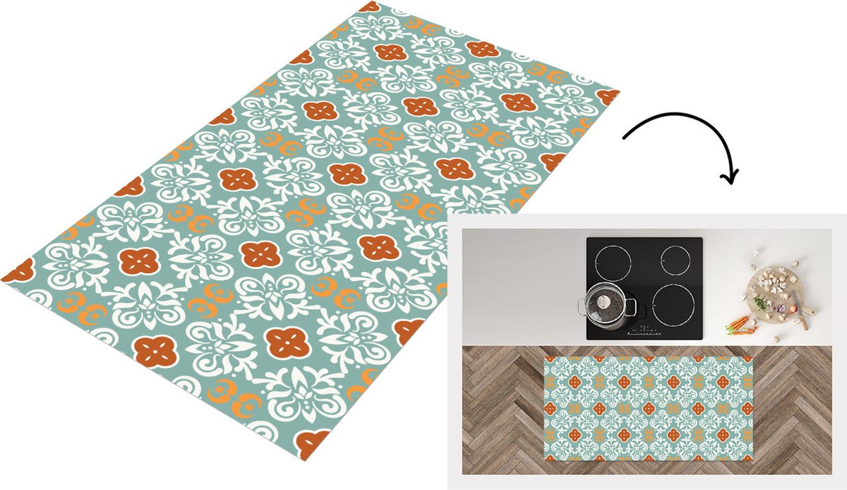 KitchenYeah Keukenloper - Loper keuken - Patronen - Bloemen - Abstract - 120x60 cm - Keukenloper vinyl Multicolor
