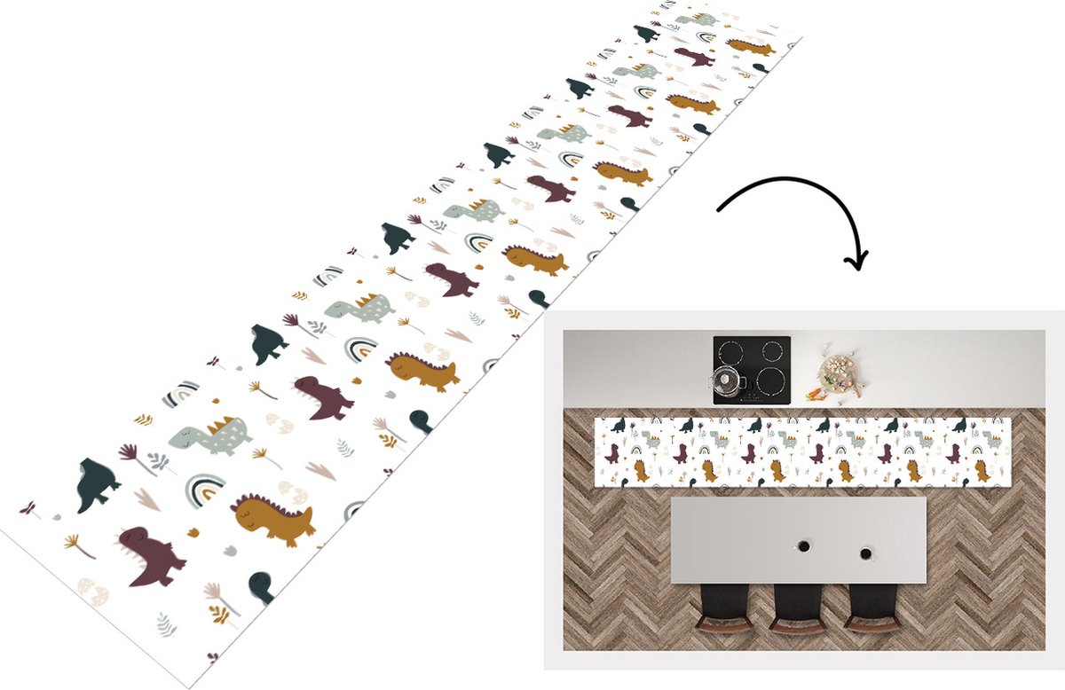 KitchenYeah Keukenloper - Loper keuken - Patronen - Jongens - Dino - Keukenloper vinyl multicolor, foto 3