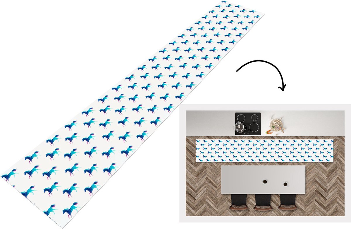 KitchenYeah Keukenloper - Loper keuken - Meisjes - Paarden - Kristallen - Patronen - 300x50 cm - Keukenloper vinyl Multicolor