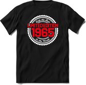 1965 Limited Edition | Feest Kado T-Shirt Heren - Dames | Wit - Rood | Perfect Verjaardag Cadeau Shirt | Grappige Spreuken - Zinnen - Teksten | Maat 3XL