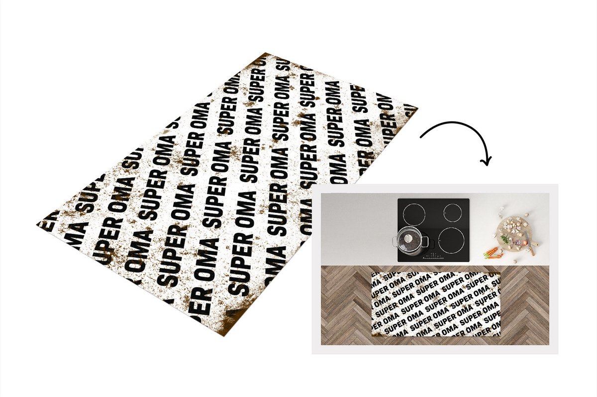 KitchenYeah Keukenloper - Loper keuken - Oma - Spreuken - Quotes - Super oma - 120x60 cm - Keukenloper vinyl Multicolor