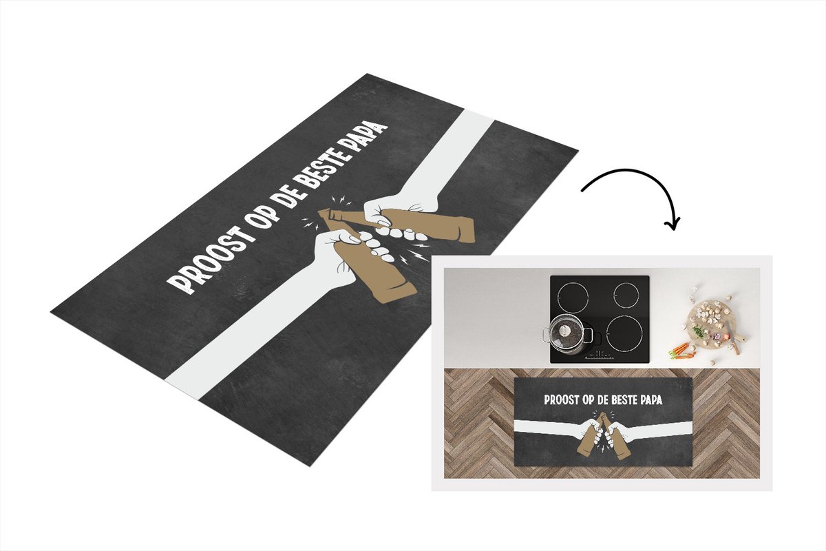 KitchenYeah Keukenloper - Loper keuken - Vaderdag pakket - Papa - Quote - Proost op de beste papa - Spreuken - 120x60 cm - Keukenloper vinyl Multicolor
