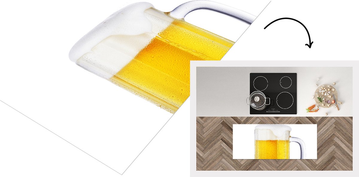 KitchenYeah Keukenloper - Loper keuken - Pul bier - 120x50 cm - Keukenloper vinyl Multicolor