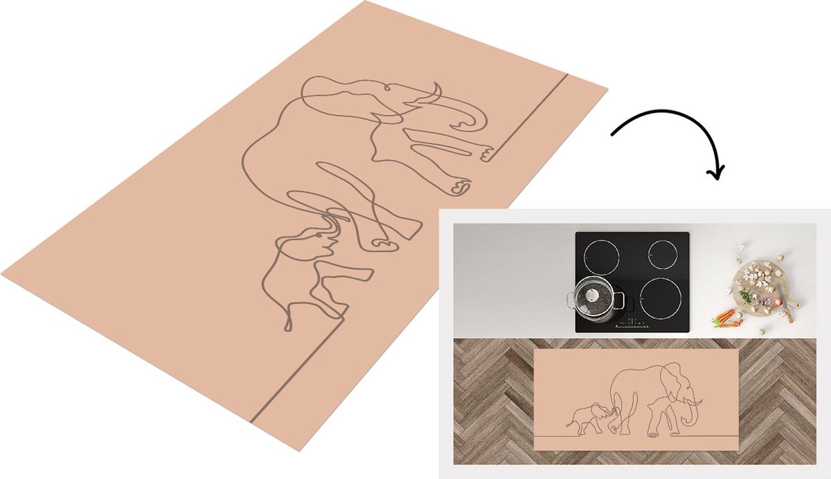 KitchenYeah Keukenloper - Loper keuken - Olifant - Simpel - Minimalisme - Keukenloper vinyl multicolor, foto 2