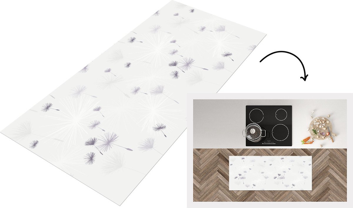 KitchenYeah Keukenloper - Loper keuken - Design - Paardenbloem - Bloemen - 120x50 cm - Keukenloper vinyl Multicolor