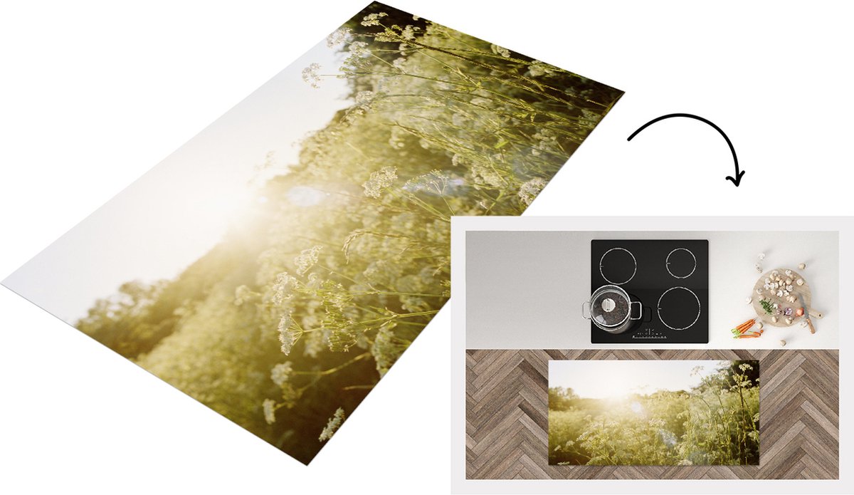 KitchenYeah Keukenloper - Loper keuken - Bloemen - Wit - Lente - Keukenloper vinyl, foto 3