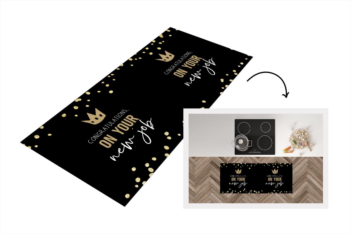 KitchenYeah Keukenloper - Loper keuken - Quotes - Spreuken - Werk - Congratulations on your new job - 120x50 cm - Keukenloper vinyl Multicolor