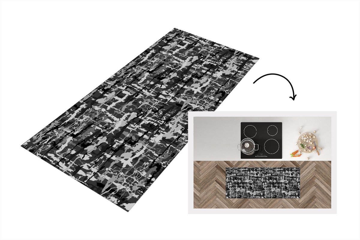 KitchenYeah Keukenloper - Loper keuken - Camouflage - Verf - Patronen - 120x50 cm - Keukenloper vinyl Multicolor