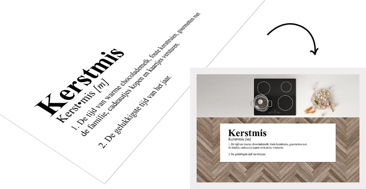 KitchenYeah Keukenloper - Loper keuken - Kerstmis definitie - Quotes - Spreuken - Woordenboek - Kerst - 180x60 cm - Keukenloper vinyl Multicolor