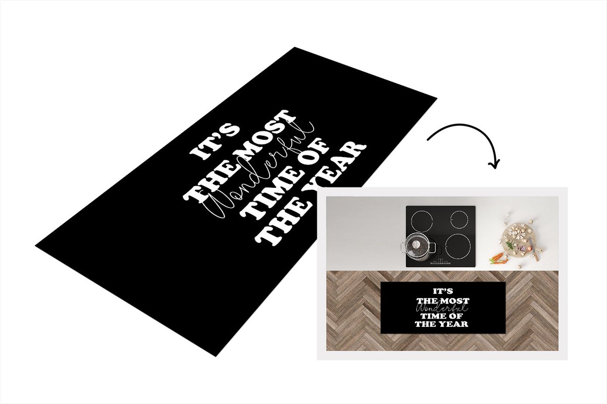 KitchenYeah Keukenloper - Loper keuken - Kerst - Quotes - It's the most wonderful time of the year - Spreuken - 120x50 cm - Keukenloper vinyl Multicolor